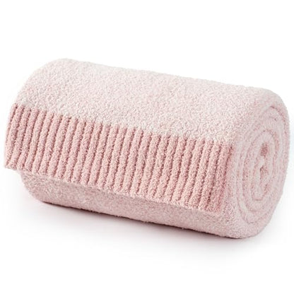 Carriediosa Heather Throw Blanket 50" X 60", 400GSM Ultra Soft Microfiber Fuzzy Fluffy Reversible Knitted Blankets Cozy Plush Lightweight and Warm Fall Throws for Couch, Bed, Sofa, Dusty Pink - color: Heather - Dusty Pink, size: 50" X 60"