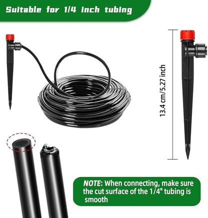 60PCS Push-to-Fit Drip Irrigation Emitters for 1/4 inch Irrigation Tubing, Adjustable 360 Degree Drip Emitter Sprayer with Stake, Irrigation Dripper Sprinklers for Drip Irrigation System