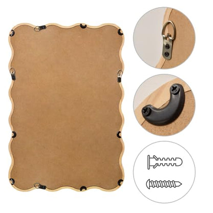 Bathroom Mirror for Wall,20x28 inch Large Irregular Wavy Wood Modern Boho Vanity Farmhouse Mirrors for Bedroom Living Room Entryway Hallway Fireplace - size: 28"L x 20"W