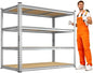 Garage Shelving Load 2600LBS, 4-Tier Storage Shelves, Adjustable Garage Shelves, Shelving Units and Storage, Metal Shelf for Kitchen, Pantry, Warehouse, 48" W x 60 "H x 24.1" D, Galvanized