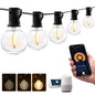 XMCOSY+ Patio Lights, Smart 50Ft Outdoor String Lights with 25 Dimmable G40 Globe Bulbs, APP Control, Work with Alexa, Connectable Waterproof LED Outdoor Light - size: 50FT(25 Sockets)+Smart Controller