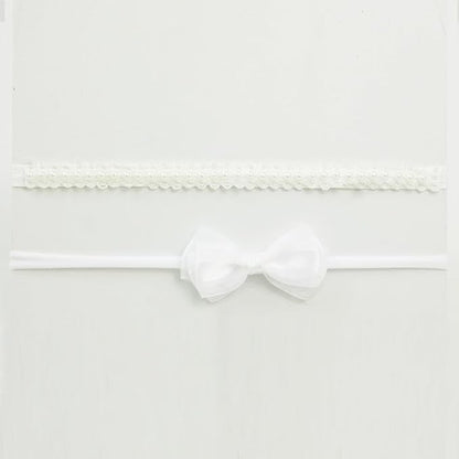 Handmade White Pearl Newborn Headband Baby Girl White Bow HairBand Baptism Headbands Set