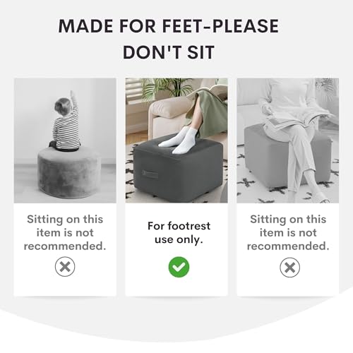 MeMoreCool Stuffed Round Pouf Ottoman Foot Rest, Floor Pouf Foot Stool with Soft Foam Chunk Filling, Small Round Ottoman Footstool Circle Footrest for Living Room - color: Piping Light Grey