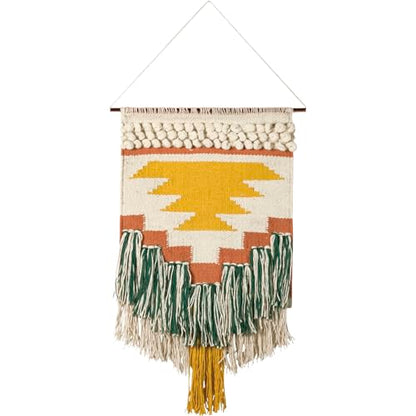 Primitives by Kathy Gypsy Hand Woven Wall Hanging, 14" x 25", Yellow/Green, 8541857714 - size: 25"L x 14"W