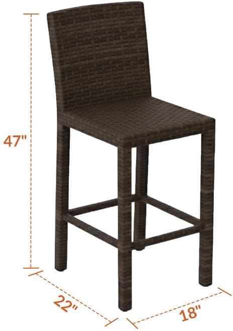 Covers & All Universal 30" Armless Bar Stools, 14 mm Premium Aspen Wicker Patio Furniture Designed for Deck and Garden Dining and Durable Outdoor Furniture for Poolside Bar (22" L x 18" W x 47" H)