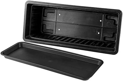 6 Pack 17 Inch Flower Window Box, Plastic Vegetable Planters Long Pots with Tray, Black Garden Flower Plant Pot for Windowsill Patio Garden Porch Balcony, with 30 PCS Plant Labels