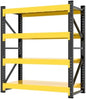Metal Storage Shelves,4 Tier Utitly Garage Shelving Black-Yellow