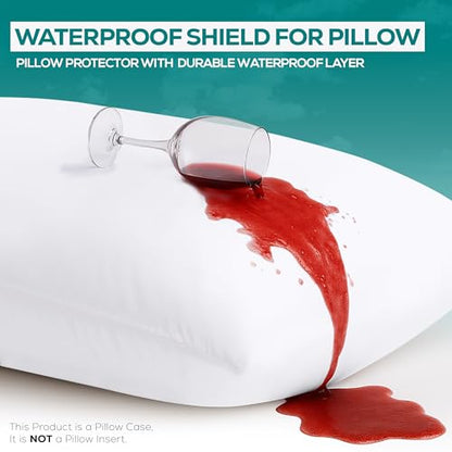 Set of 2 Pillow Protectors with Zipper Standard Size, Bed Bug and Dust Mite Proof Pillow Covers, Ultra Soft Pillow Encasements, Moisture Wicking and Waterproof Pillow Cases by Utopia Bedding (White) - size: Standard (Pack of 2)