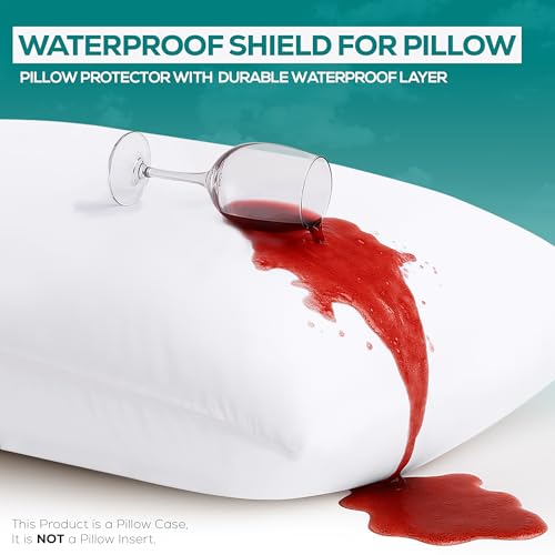 Set of 4 Pillow Protectors with Zipper King Size, Bed Bug and Dust Mite Proof Pillow Covers, Ultra Soft Pillow Encasements, Moisture Wicking and Waterproof Pillow Cases by Utopia Bedding (White) - size: King (Pack of 4)