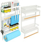Magnetic Paper Towel Holder with Multi-Layer Storage Shelf, Stable Magnetic Organizer for Refrigerator, Garage Tool Cabinet and RV, Wall Mount Spice Rack and Paper Roll Hanger(Large-White)
