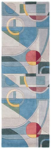 SAFAVIEH Rodeo Drive Collection Runner Rug - 2'6" x 10', Blue & Multi, Handmade Mid-Century Modern Abstract Wool, Ideal for High Traffic Areas in Living Room, Bedroom (RD845B) - color: Blue/Multi, size: 2'6" x 10' (Runner)