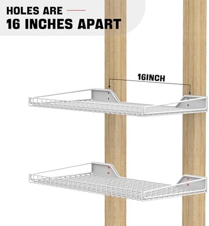 Ultrawall Wall Mounted Storage Shelf for Garage, 2 Pack Metal Shelf Rack