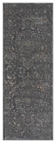 SAFAVIEH Vintage Collection Runner Rug - 2'2" x 6', Light Grey, Oriental Traditional Distressed Viscose Design, Ideal for High Traffic Areas in Living Room, Bedroom (VTG144-110) - color: Light Grey, size: 2'2" x 6' (Runner)