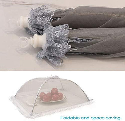 Mesh Food Cover Steel Wire Frame Foldable Mesh Screen Food Tent with Encrypted Cloth for Indoor Outdoor Dining Camping BBQ (Grey)