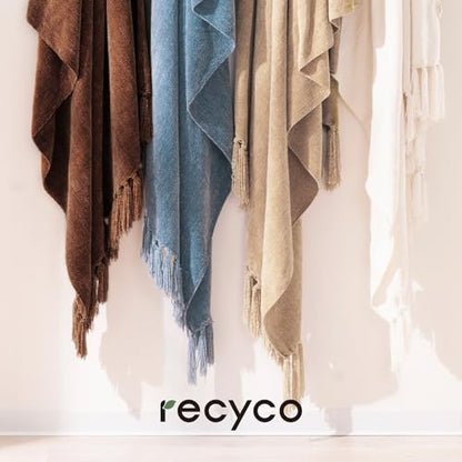 RECYCO Throw Blanket Soft Cozy Chenille Throw Blanket with Fringe Tassel for Couch Sofa Chair Bed Living Room Gift(Brown, 50'' x 60'') - color: Brown, size: 50'' X 60''