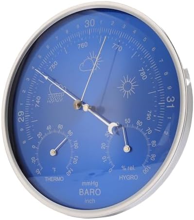 LiebeWH All Season Thermometer Barometer Hygrometer Easy to Read Weather Instrument Blue 180mm