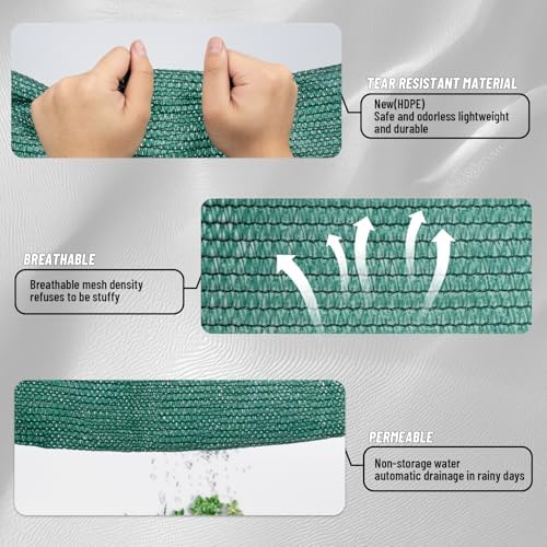 Cool Area Shade Cloth with Grommets for Garden, 90% 6.5x10ft, Dark Green