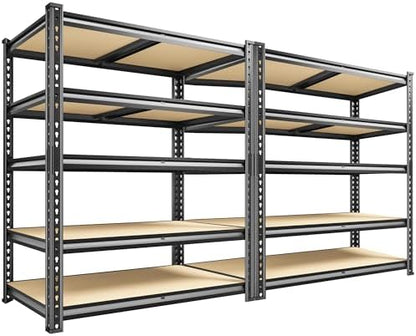 Garage Shelves, 72.1" H Garage Storage Shelves, 5 Tier Adjustable Shelving Units for Storage, Basement, Warehouse, Pantry, Kitchen, 35.5" W x 15.7" D x 72.1" H, Black, 2 Pack