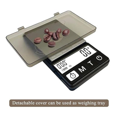 (Latest Version) Espresso Scale with Timer 1000g x 0.1g, Espresso Coffee Scale for Drip Tray, 35 Ounces/0.01oz,Coffee Scale Espresso with Silicone Mat,Large Backlit Display,Batteries