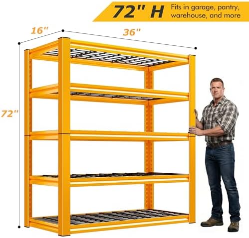 REIBII Orange Garage Shelving 2-Pack Heavy Duty Storage Shelves for Pantry