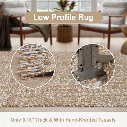 Collive Hallway Runner Rug, 2' x 6' Hand Woven Reversible Washable Entryway Rugs, Tan Cotton Modern Laundry Room Carpet Long Farmhouse Carpets for Bathroom Sink Foyer Bedroom - color: Tan/Cream, size: 2' x 6' (Rectangular)