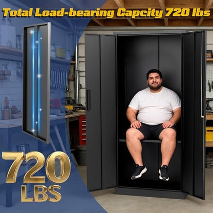 Metal Garage Storage Cabinet, 72" Steel Tool Cabinets with Lock
