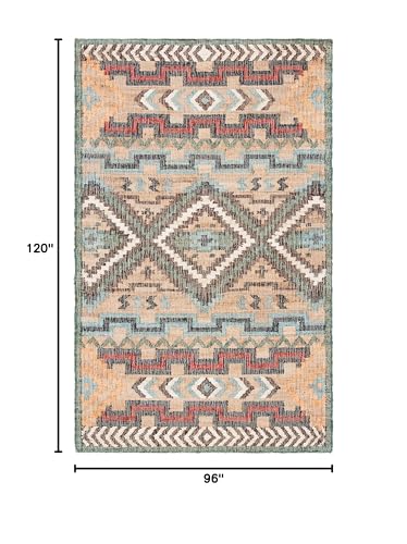 SAFAVIEH Area Rug 8x10 - Kilim Collection - Large - Natural & Blue, Handmade Flat Weave Jute, Ideal for Living Room, Bedroom, Office, Dining Space (KLM760M) - size: 8' x 10' (Rectangular)