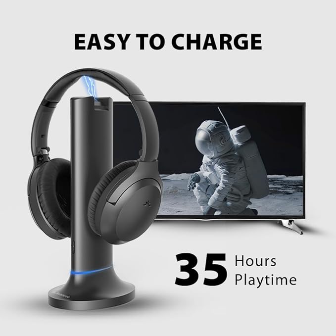 Avantree Opera - Wireless Headphones for TV Watching with Clear Dialogue, Compatible with TVs Equipped with Optical or AUX Audio Output Ports, Passthrough, Enhanced Volume & Comfortable for Seniors
