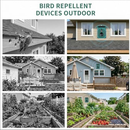 2026 Solar Ultrasonic Bird Repellent Devices Bird Repeller Outdoor Woodpecker Deterrent for House IP65 Waterproof Bird Deterrent Pigeon Goose Repellent for Outside Patio Porch Balconies Rooftop (2)