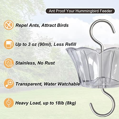 3oz Plastic Ant Moat for Hummingbird Feeder, 2-Pack Clear Insect Guards