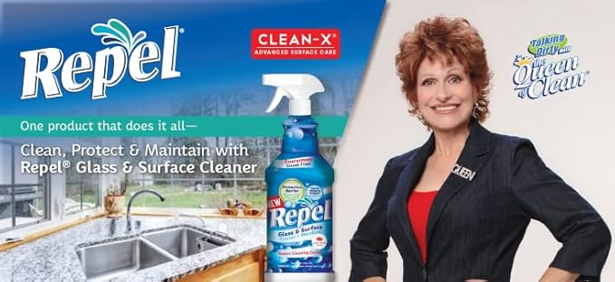 Clean-X REPEL Glass & Surface Cleaner 32 fl. oz. - Cleans & Repels water spots and dirt on glass, mirror, tile and multi surface by UNELKO (3)