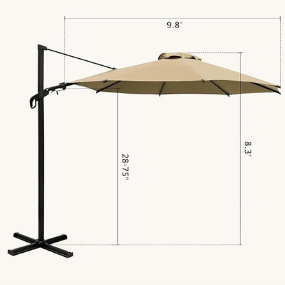 Abba Patio 10FT Vienna Offset Patio Umbrella Outdoor Cantilever Umbrella with 360° Rotation Design and Easy Tilt Adjustment UV 50+ Protection 8 Ribs for Backyard Garden Deck Pool Patio, Brown