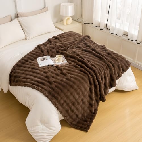 YUSOKI Luxury 3D Bubble Light Weighted Throw Blanket 2.8lb,All Ages,Home Decoration, (Brown,60 * 80inches) - color: Brown, size: Twin(60" x80")