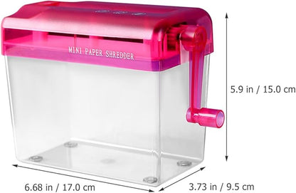 Healeved Manual Paper Shredder Desktop Small Wear-Resistant Hand Crank Shredder for Home and Office Use with Function and Red Housing