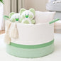 67L Large Blanket Basket, 20"x13" Blanket Basket Living Room, Woven Baskets With Handle, Toy Baskets for Blankets, Nursery, Dog, Pillow, Gift (White & Green) - color: White & Green, size: 67L
