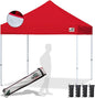 Eurmax USA Standard 10x10ft Patio Pop Up Canopy Tent for Outdoor Events Commercial Instant Canopies with Heavy Duty Roller Bag,Bonus 4 Canopy Sand Bags(Silver Coating Top,Red)