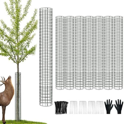 Metal Tree Trunk Protector, 8 Pack 36" Mesh Tree Guards Tree Protectors with Zip Ties, Stakes, ExpandableTree Trunk Protector Guard, Tree Protectors from Deer, Mower, Animals(36",8 Pack)