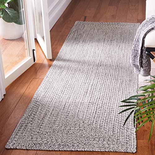 SAFAVIEH Washable Rug Outdoor Braided Collection - 2'3" x 6' Runner, Grey & Ivory, Handmade & Reversible, Non-Shedding & Easy to Clean, Ideal for Patio, Backyard, Mudroom (BRA201F) - color: Grey/Ivory, size: 2'3" x 6' (Runner)