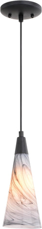 VAXCEL Milano LED Compatible Matte Black Transitional Mini Pendant Ceiling Light Multi Color Art Glass