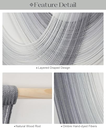 Tempospark Large Macrame Wall Hanging, 59x39 Inch Boho Wall Hanging, Macrame Wall Art Hand-dyed Ombre Design for Bedroom Living Room Apartments Entryways, or Above Bed - color: Gray