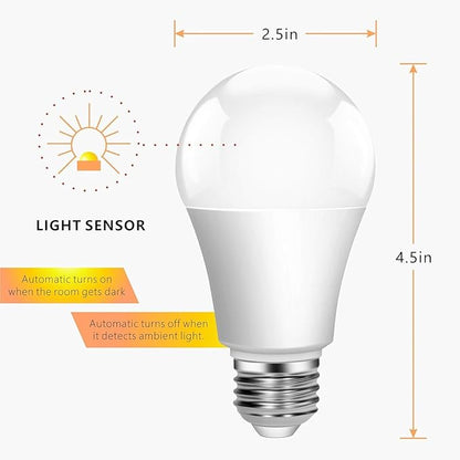 Torkase Outdoor Dusk to Dawn Light Bulbs, Smart Sensor LED Lighting Bulb 13W(100W Equivalent), E26 6000K,6 Pack Built-in Photocell Detector, Automatic On/Off,for Porch Hallway Garage Boundary