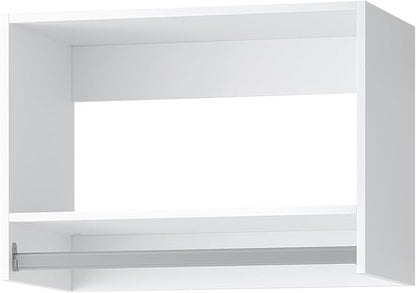 Tall Hanging Closet Unit, Modular Closet System, Wood Closet System Organizer with Storage for Walk in Closets, Clothing Rack Wardrobe Closet for Hanging Clothes, Bedroom, White, 31.5" W