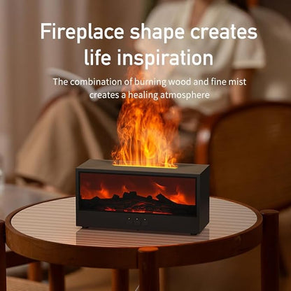 Humidifiers for Bedroom, 150ML Fireplace Essential Oil Diffuser, Aromatherapy Diffuser, with 7-Color Mood Light, Quiet Raindrop Cool Mist Air Humidifier for Bedroom, Office, Nursery, Plants- White