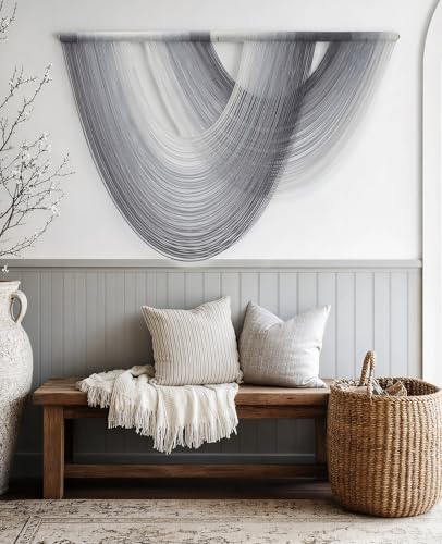 Tempospark Large Macrame Wall Hanging, 59x39 Inch Boho Wall Hanging, Macrame Wall Art Hand-dyed Ombre Design for Bedroom Living Room Apartments Entryways, or Above Bed - color: Gray