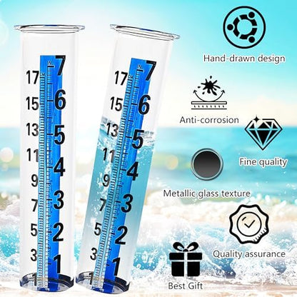 JOYBEE 7" Capacity Glass Rain Gauge Replacement Tube for Outdoors Yard Garden(2 pcs)