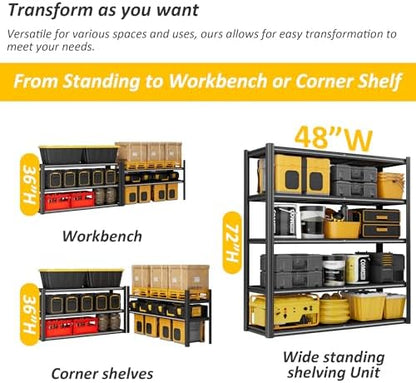 Durstruct 5 Tier Heavy Duty Metal Storage Rack 48”W x 24”D x 72”H