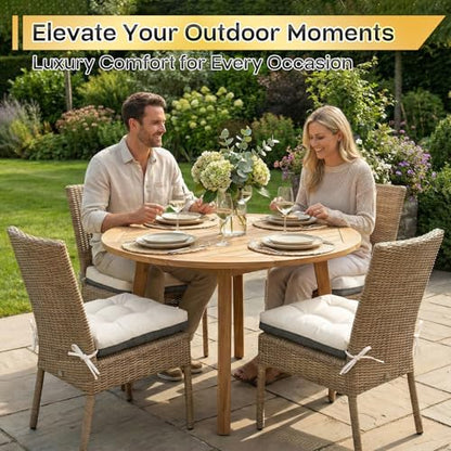 4 Pack 19x19 Inch Shredded Foam Chair Cushions with Straps - All-Season Seat Pads for Indoor/Outdoor Dining, Office, Patio, Kitchen Chairs (Cream, 19 INCH × 19 INCH) - color: Cream