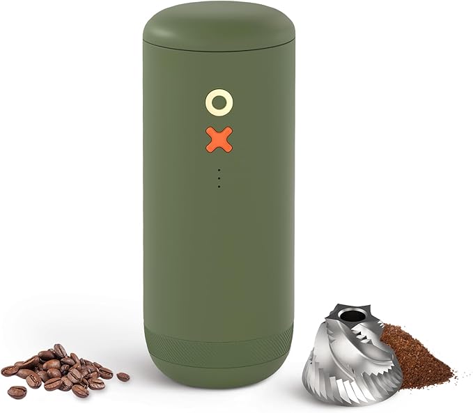 Nuttii Burr Coffee Grinder – Electric, Portable, Small, Quiet Adjustable Mini Conical Burr Coffee Bean Mill, 20 Grind Settings for Espresso, Pour-Over, French Press Moka A TIMEMORE Brand (Olive Green)