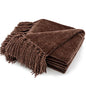 RECYCO Throw Blanket Soft Cozy Chenille Throw Blanket with Fringe Tassel for Couch Sofa Chair Bed Living Room Gift(Brown, 50'' x 60'') - color: Brown, size: 50'' X 60''