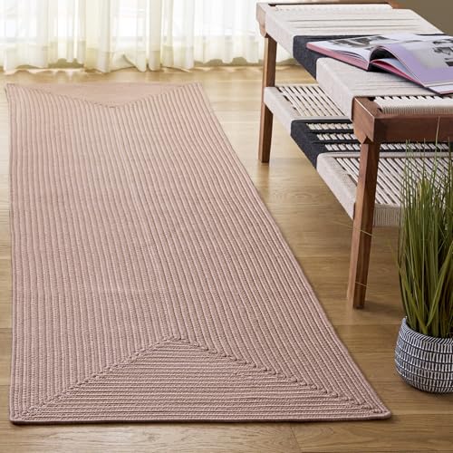 SAFAVIEH Washable Rug Outdoor Braided Collection - 2'3" x 8' Runner, Peach, Handmade & Reversible, Non-Shedding & Easy to Clean, Ideal for Patio, Backyard, Mudroom (BRA201P) - color: Peach, size: 2'3" x 8' (Runner)